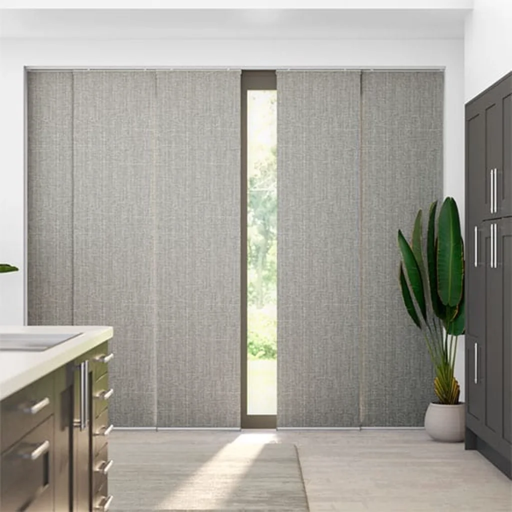 panel-blinds-kitchen-five-panel-1 — Panel Blinds Centre Open moda-ash-grey — kitchen — blinds