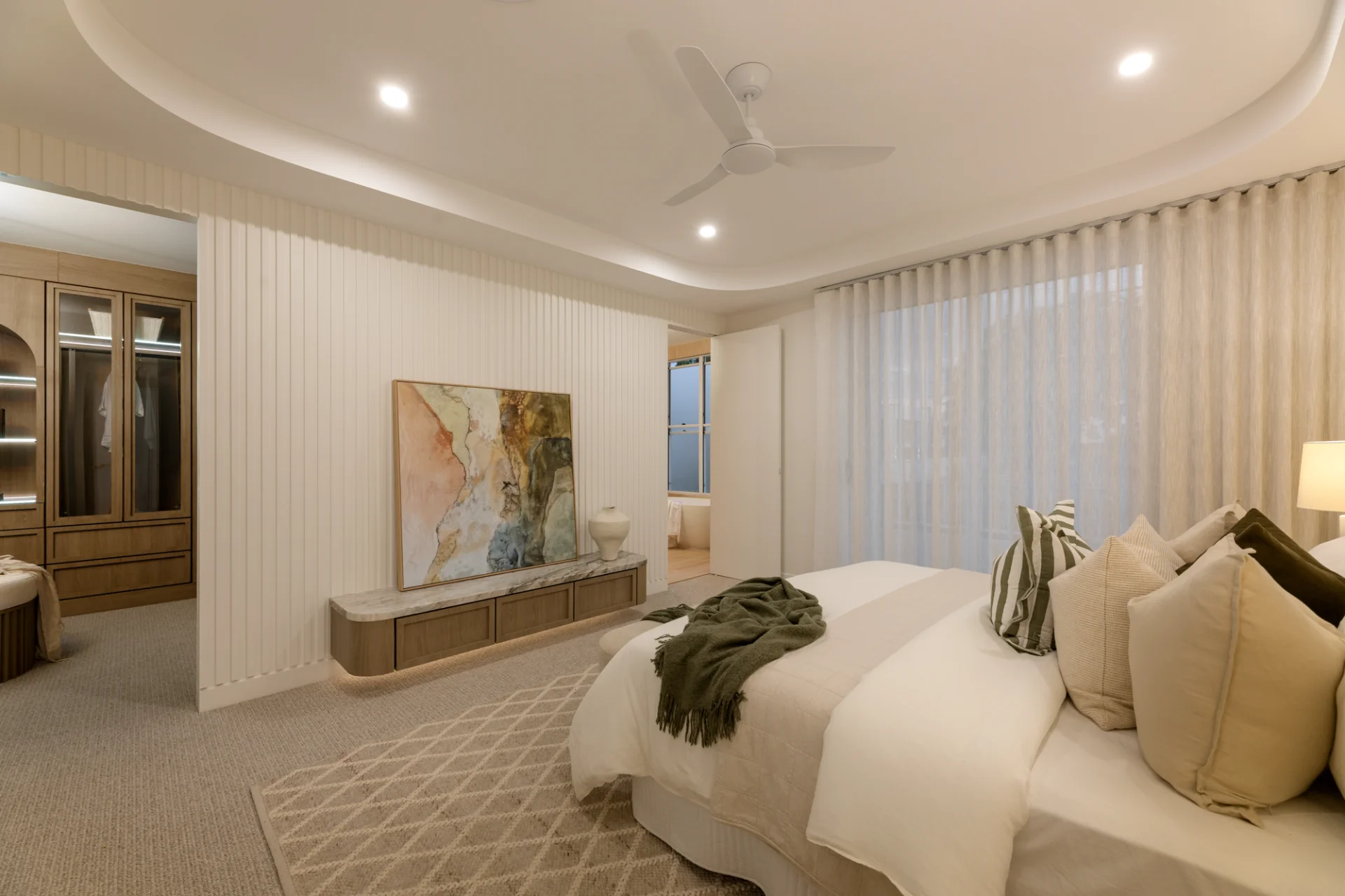 motorized-sfold-sheer-curtains-bedroom-1 — Curtains Sfold sheer curtains Motorized Curved curtains — bedroom — curtains