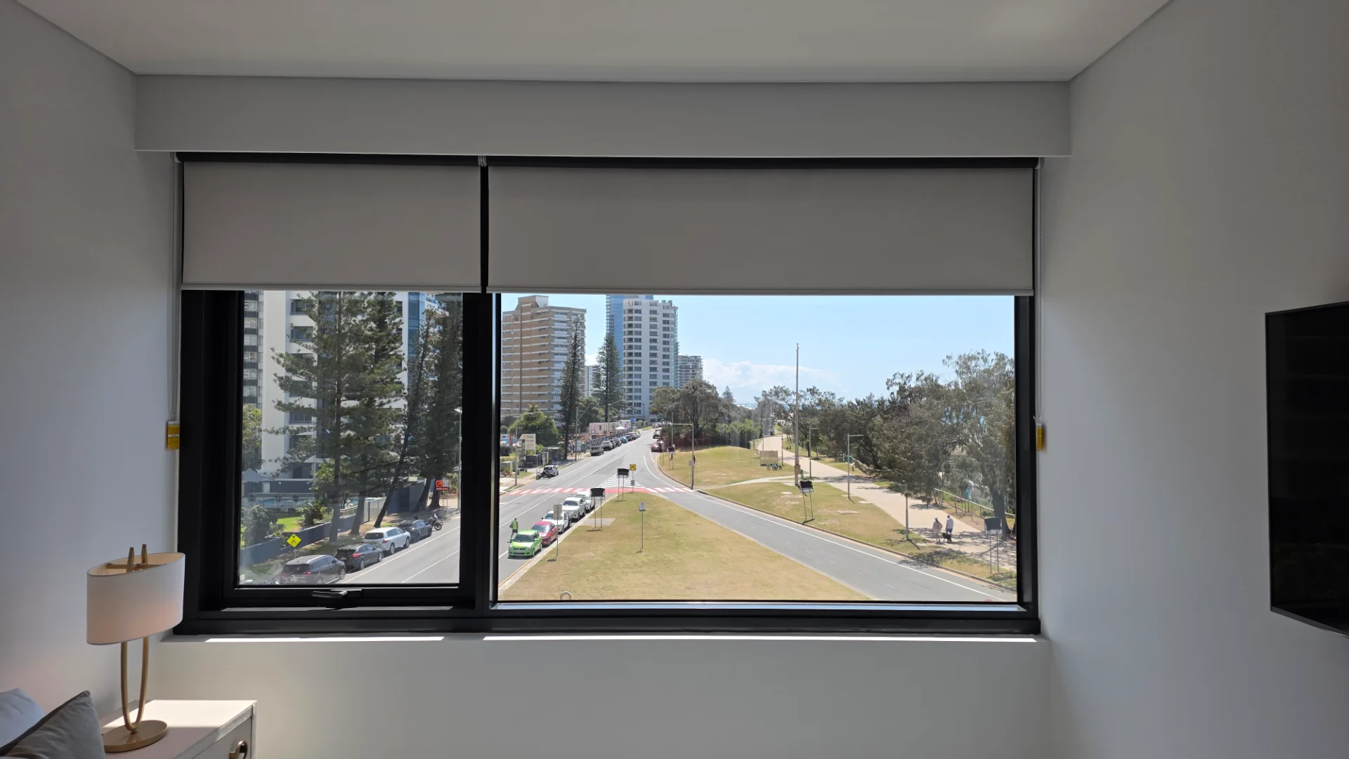 white-roller-blinds-bedroom-surfers-paradise-1 — Roller Blinds Blockout Roller Blinds — bedroom — roller-blinds