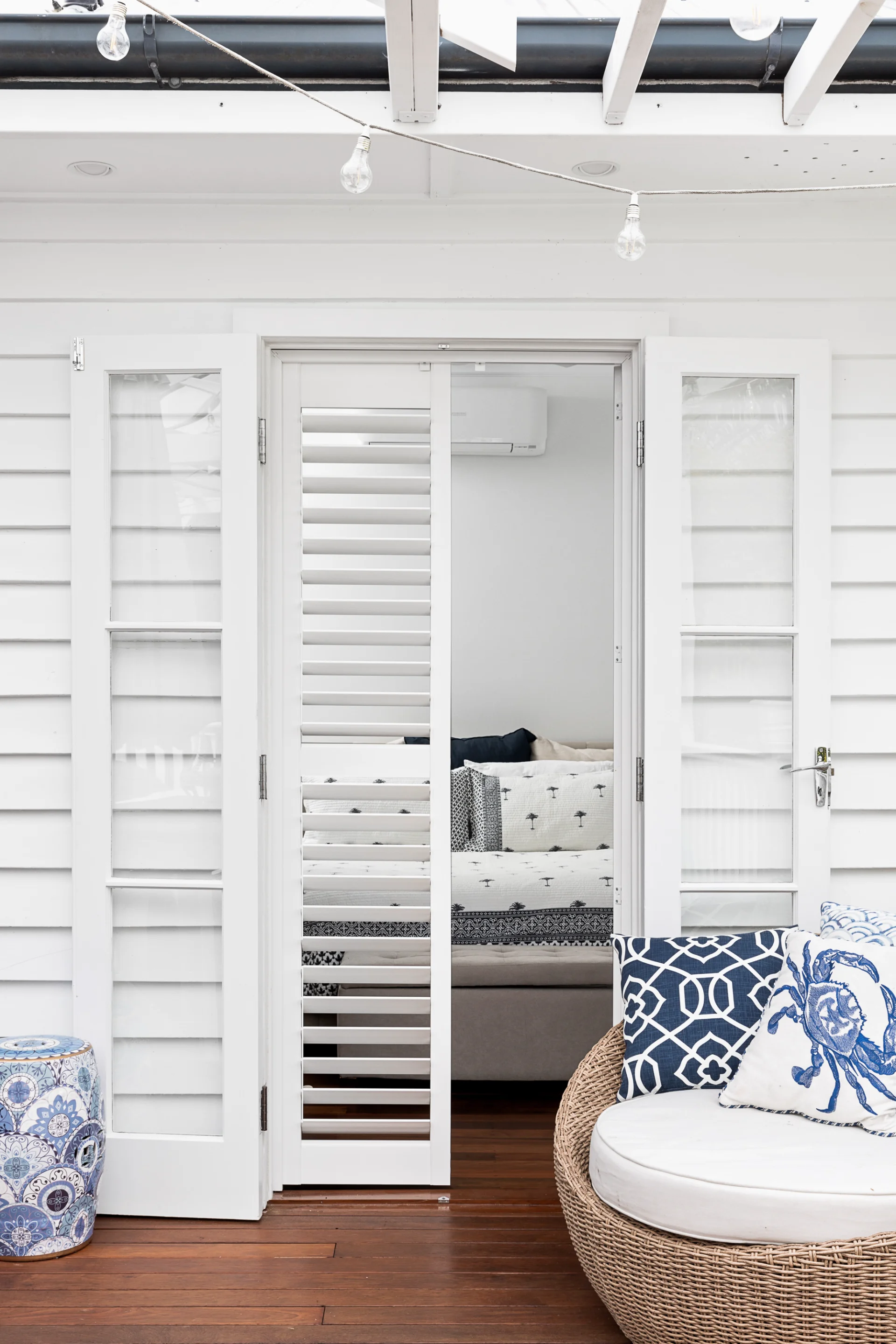 french-door-bedroom-hinged-shutters-Morningside-2 — Shutter Hinged frameless shutters — bedroom — shutters