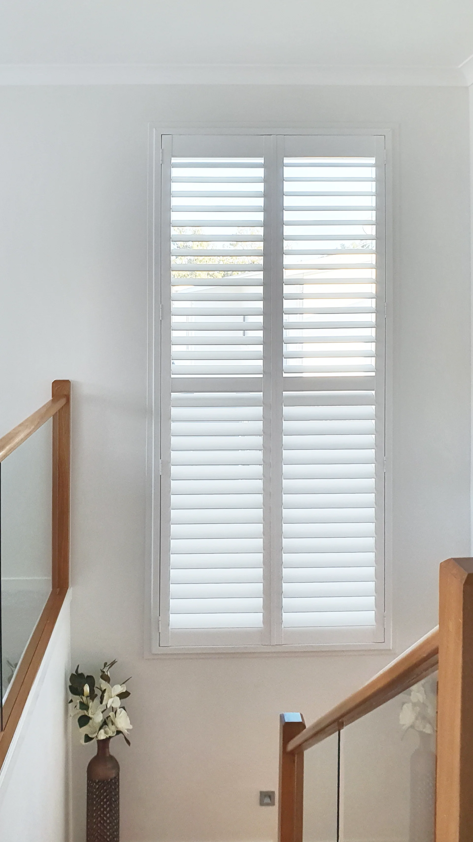 hinged-shutters-tall-zframe-stair-brisbane-1 — Shutter Hinged Tall shutters — stairs — shutters